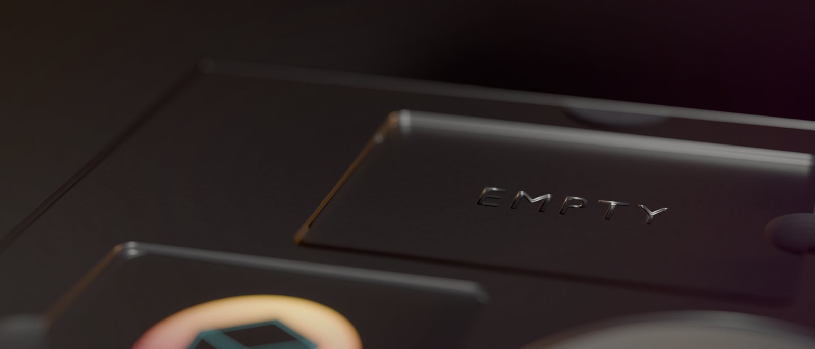 the word EMPTY engraved in the floor of the ID card's pocket, the card lifted out