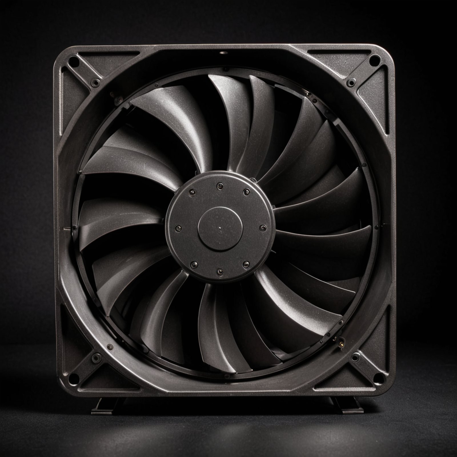 a single large industrial cooling fan in a square steel housing