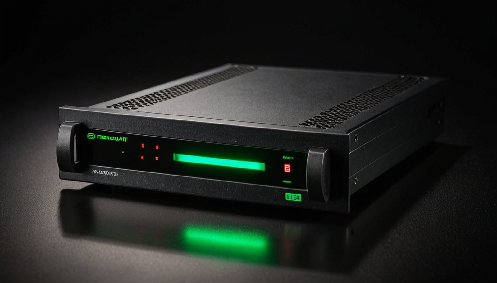 a server faceplate with a single small green status light