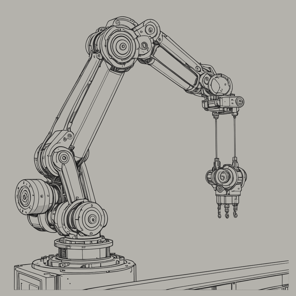 Figure 4.2. Handling unit, arm raised for overhead cable routing.
