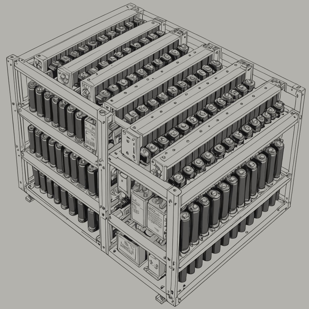 Figure 5.6. Battery rack. Cells in strings; each cell reports its own condition.