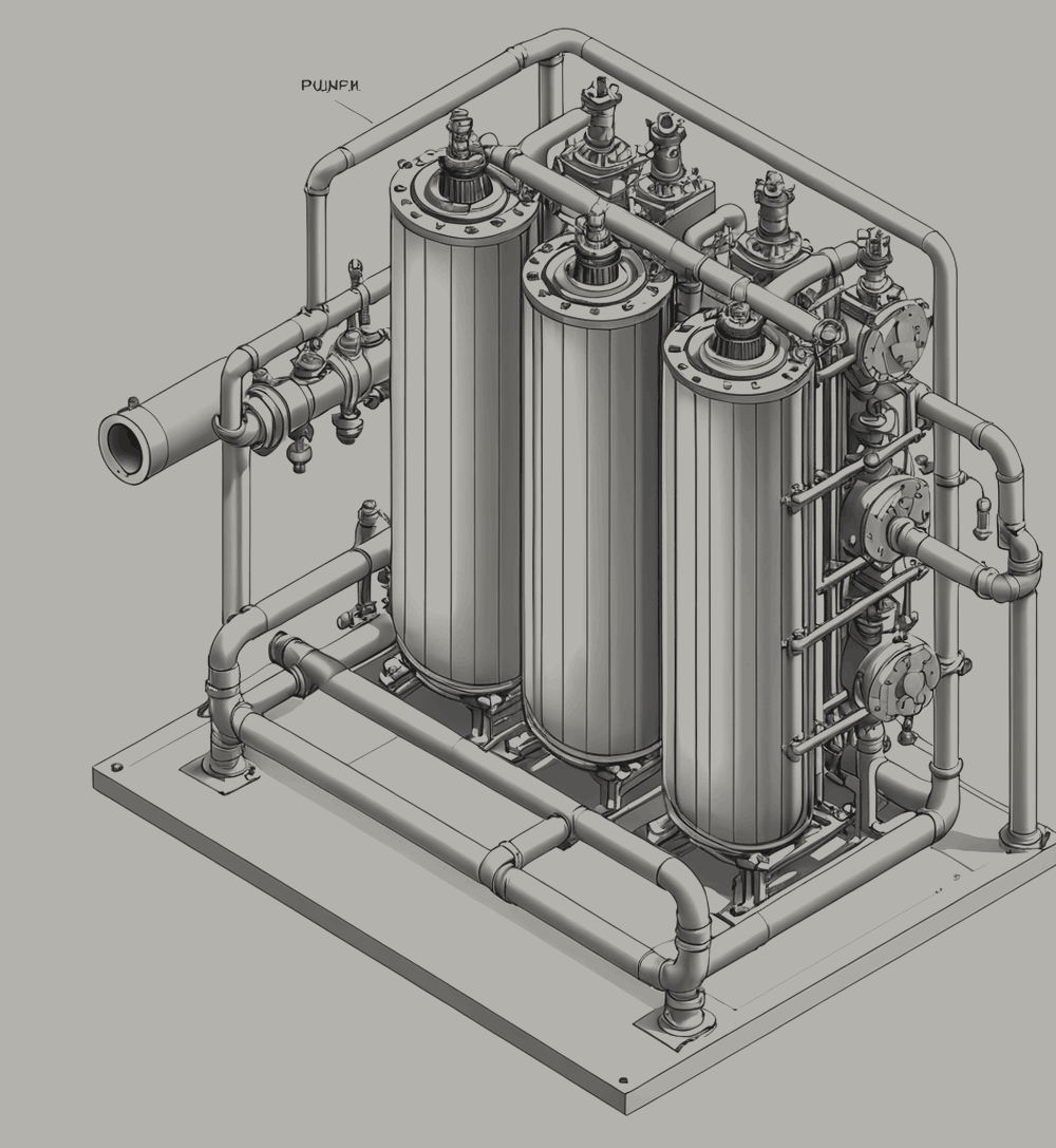 Figure 7.2. Cooling plant: heat exchanger and pumps. In the thermal record this room reads as a gradient from the hot return to the chilled supply.