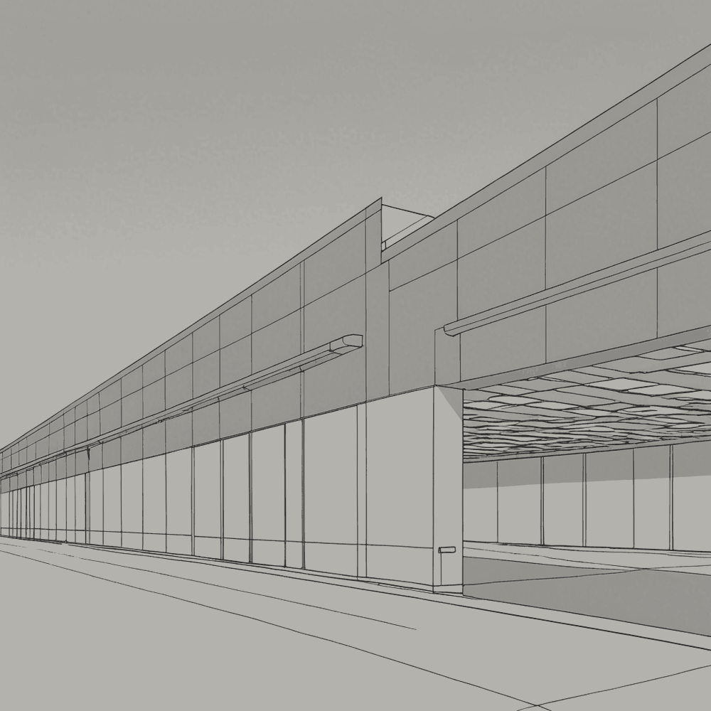 Figure 2.3. The building, reference drawing for a farmland site. The fields are not drawn; the building does not change with them.