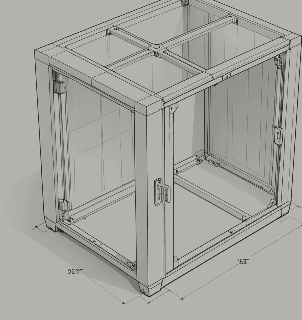 Figure 3.2. Containment for one cold aisle, drawn without its racks. The end doors slide; the roof panels close the aisle from above.