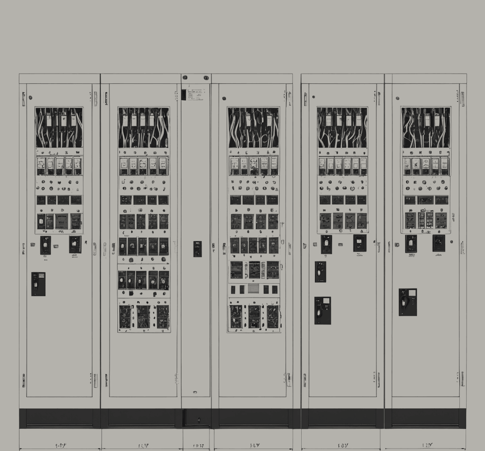Figure 5.3. Switchgear line-up. Two independent paths leave this room for every hall.